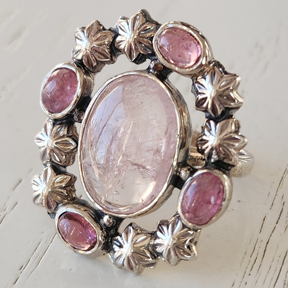 Rose Quartz Vintage 925 Sterling Silver Ring